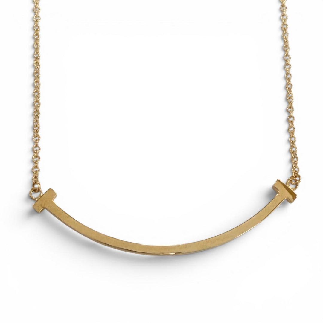 Excellent TIFFANY&Co. Necklace T smile small Yellow Gold AU750 Women