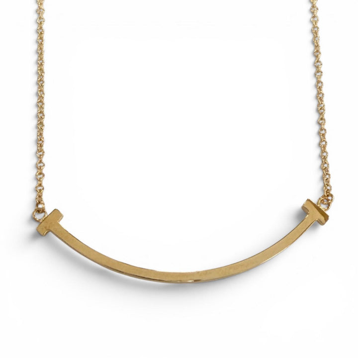 Excellent TIFFANY&Co. Necklace T smile small Yellow Gold AU750 Women