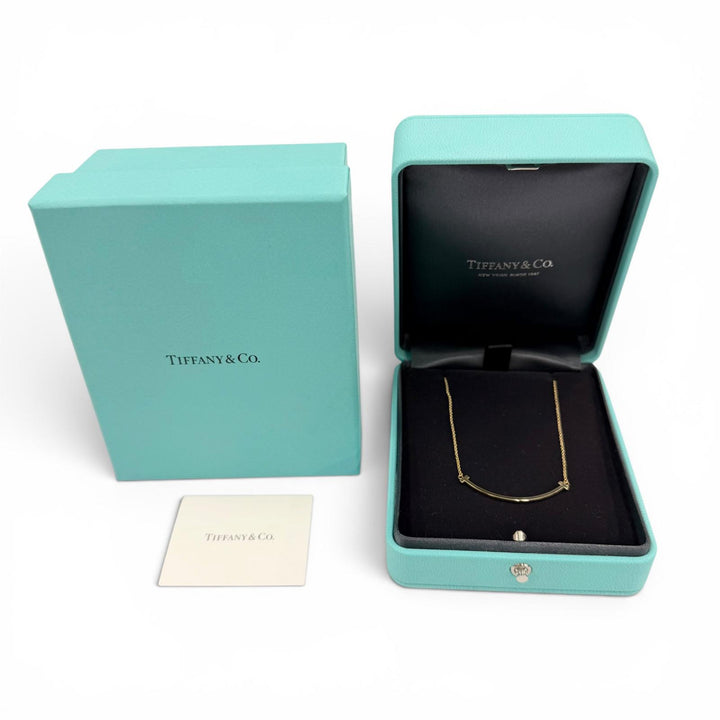 Excellent TIFFANY&Co. Necklace T smile small Yellow Gold AU750 Women