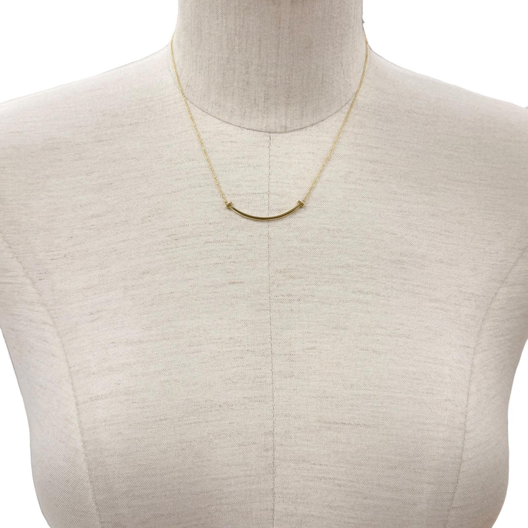 Excellent TIFFANY&Co. Necklace T smile small Yellow Gold AU750 Women
