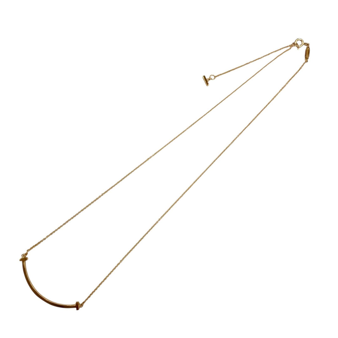 Excellent TIFFANY&Co. Necklace T smile small Yellow Gold AU750 Women