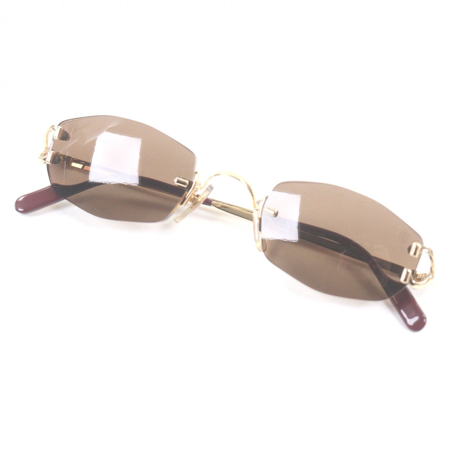 Cartier 135 カルティエ　サングラス ラウンド ゴールド Great Cartier sunglasses Rimless Two-Point 135 gold mens – caro-japan