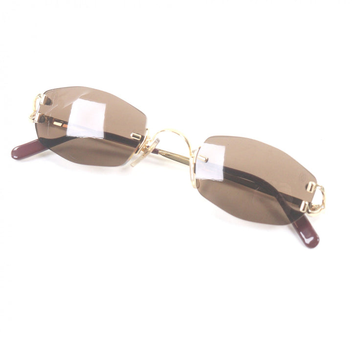 Great Cartier sunglasses Rimless Two-Point 135 gold mens