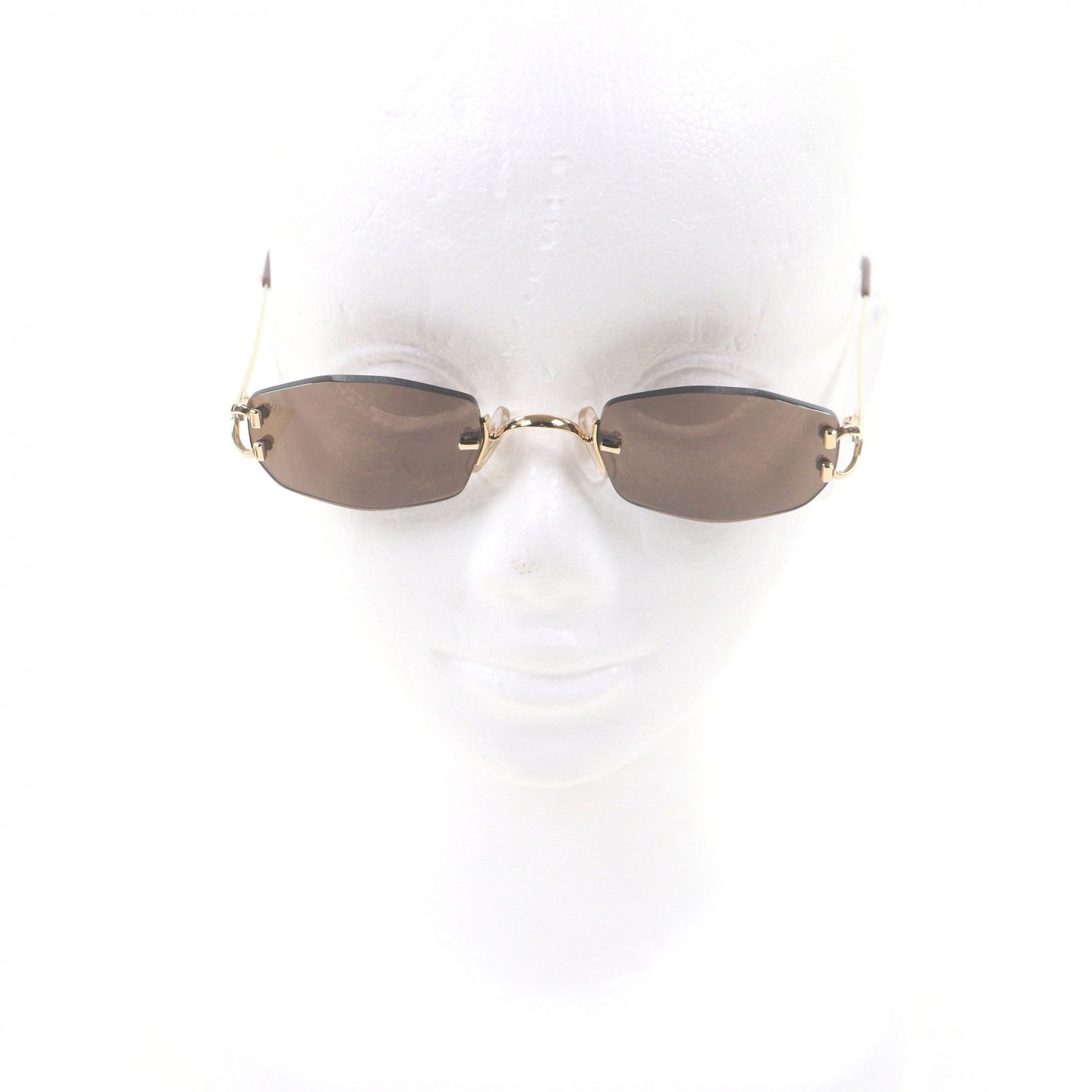 Cartier 135 カルティエ　サングラス ラウンド ゴールド Great Cartier sunglasses Rimless Two-Point 135 gold mens – caro-japan