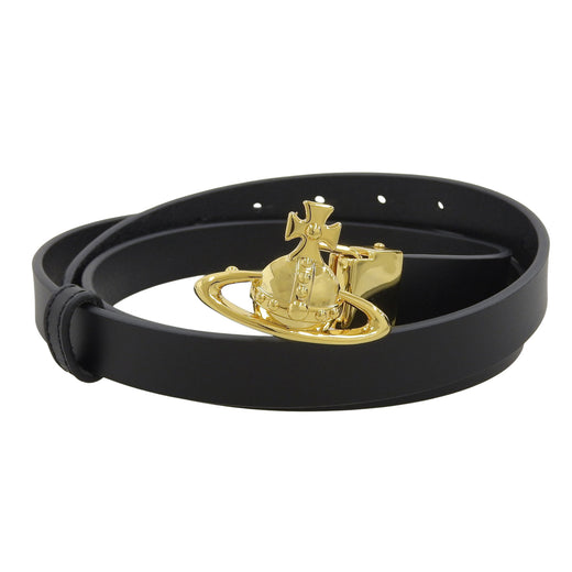Pristine Vivienne Westwood belt Orb Buckle Narrow black leather mens