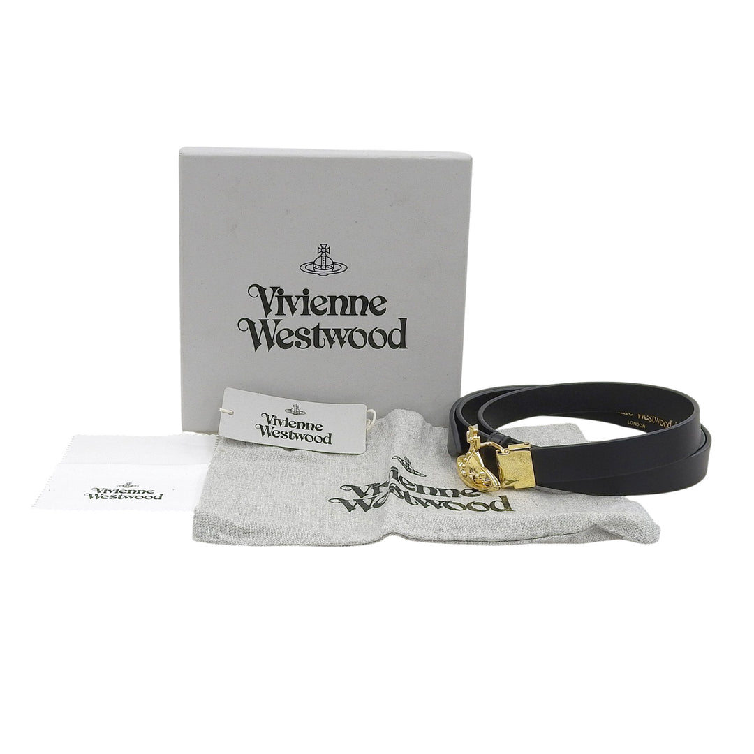Pristine Vivienne Westwood belt Orb Buckle Narrow black leather mens