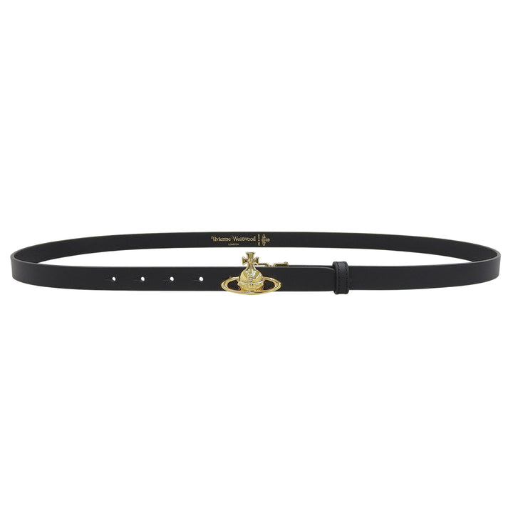 Pristine Vivienne Westwood belt Orb Buckle Narrow black leather mens