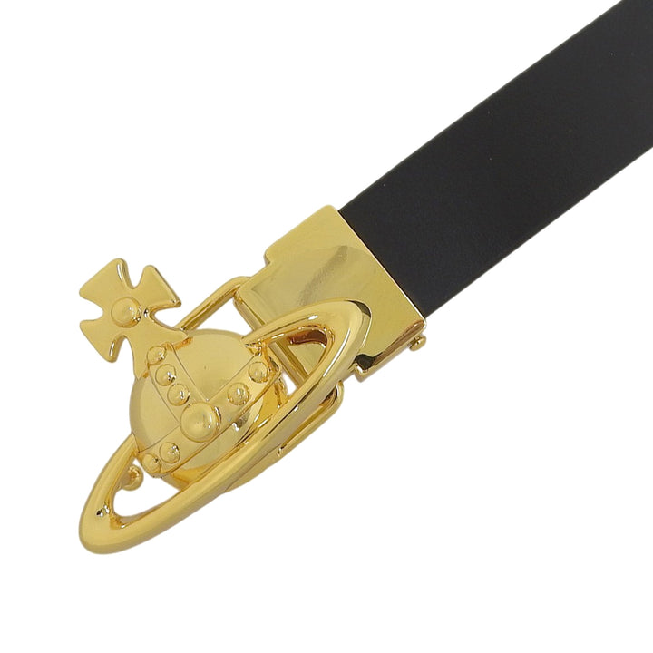 Pristine Vivienne Westwood belt Orb Buckle Narrow black leather mens
