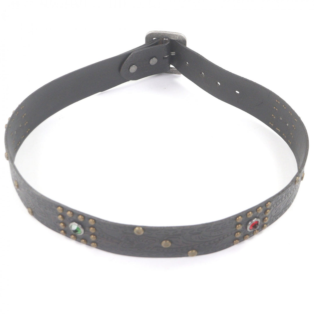 Excellent RRL belt Western flower carving with colored stone
