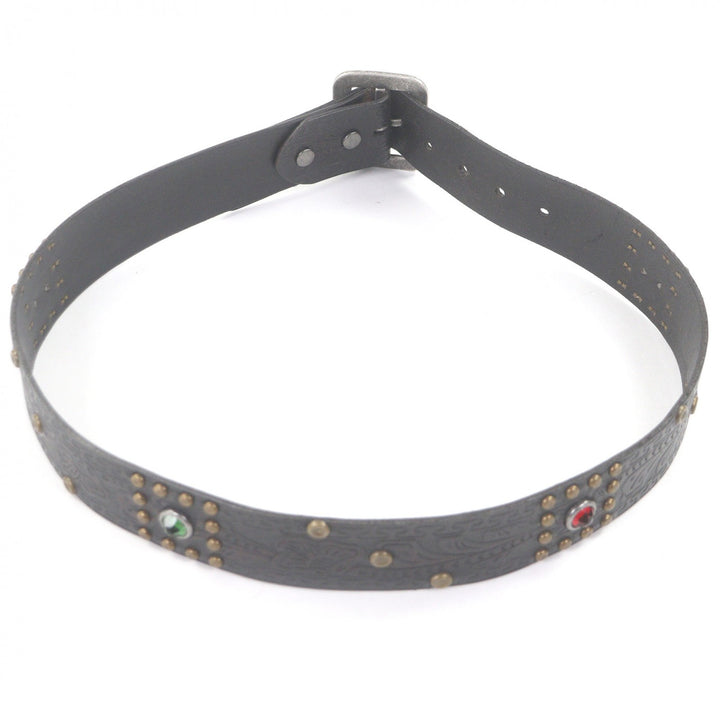 Excellent RRL belt Western flower carving with colored stone