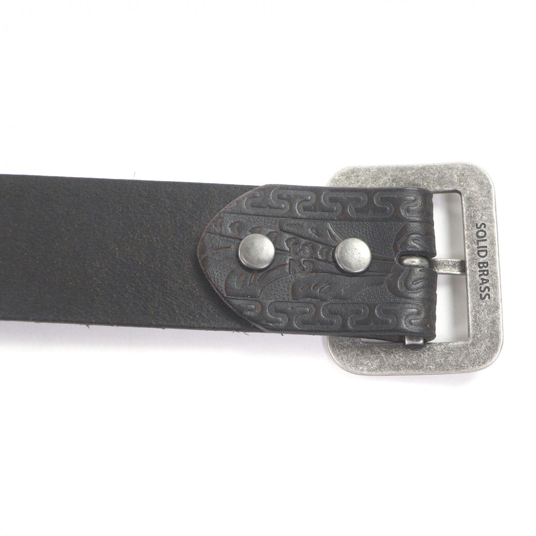 Excellent RRL belt Western flower carving with colored stone