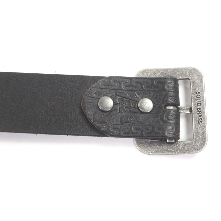 Excellent RRL belt Western flower carving with colored stone