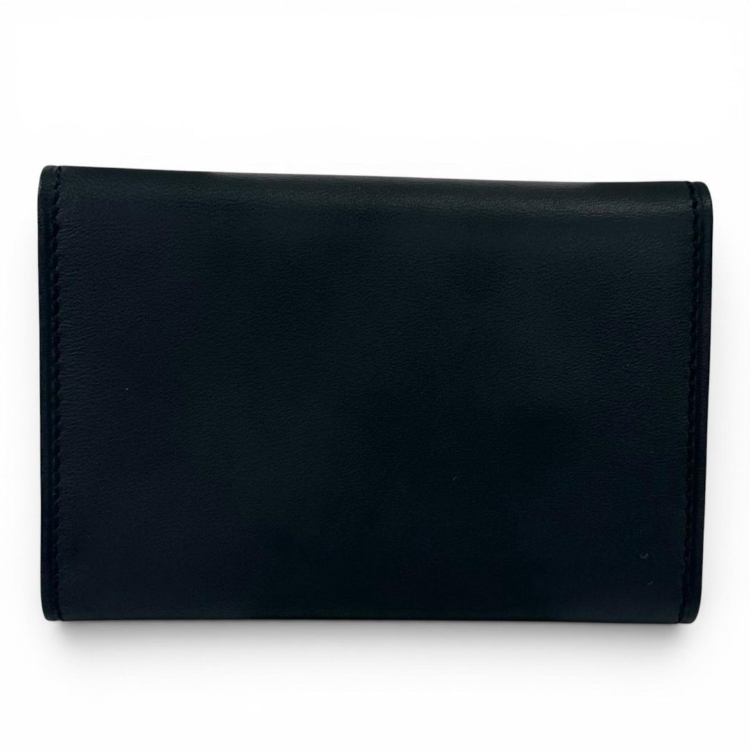Excellent Dunhill Key holder Plate logo, tri-fold, 6-row black leather mens