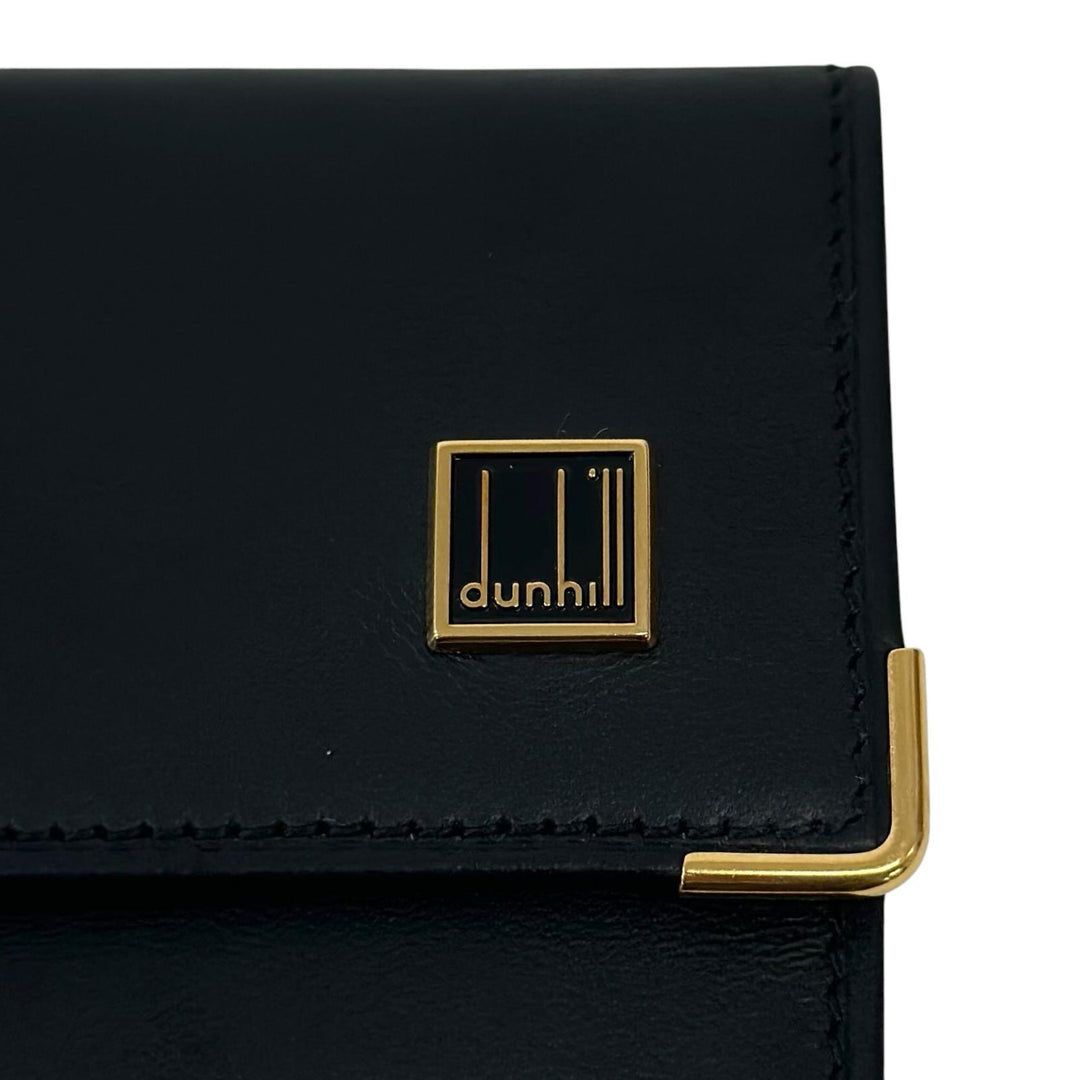Excellent Dunhill Key holder Plate logo, tri-fold, 6-row black leather mens
