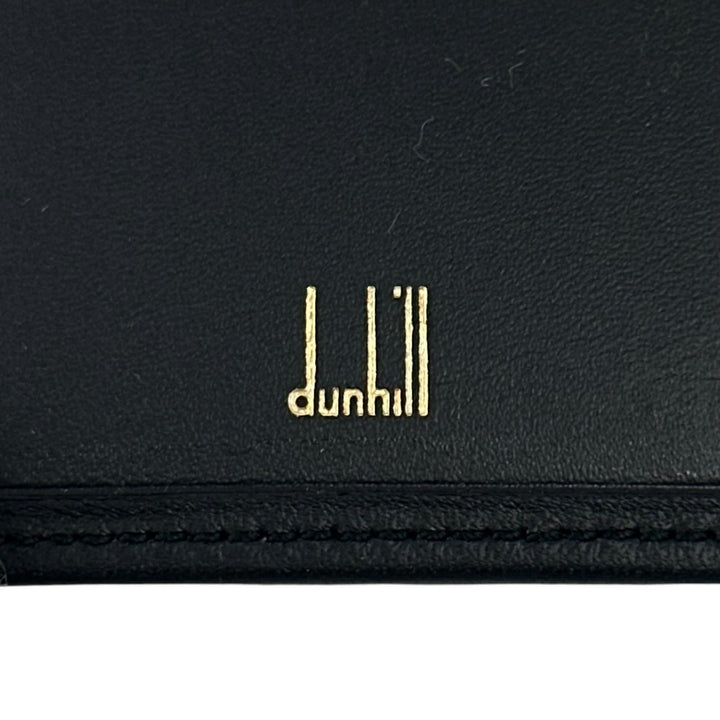 Excellent Dunhill Key holder Plate logo, tri-fold, 6-row black leather mens