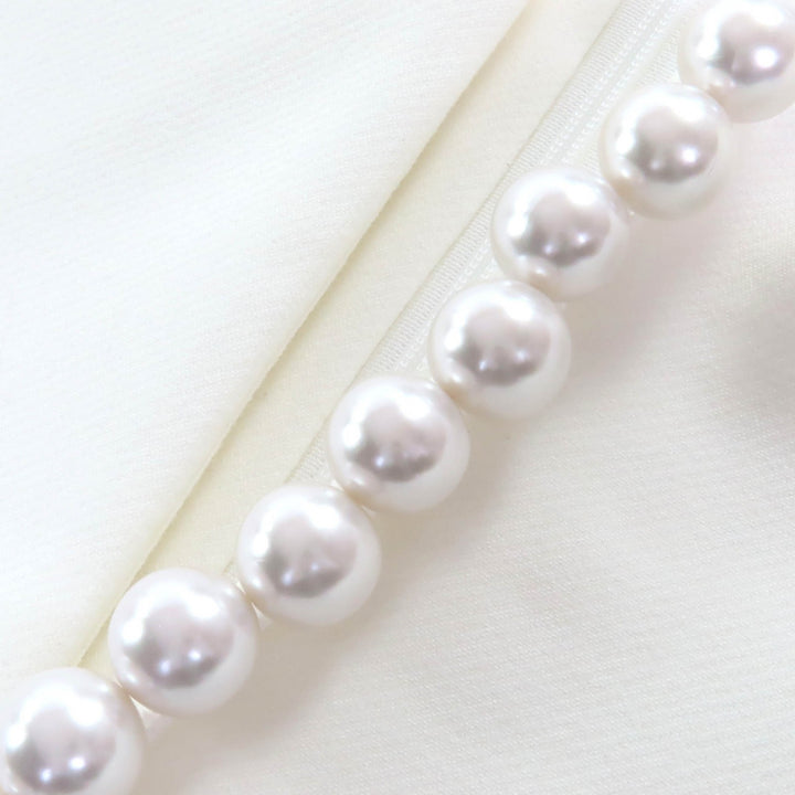 Pristine YOKO CHAN Faux pearl sleeveless tunic T-shirt top white 36 YCB-620-178