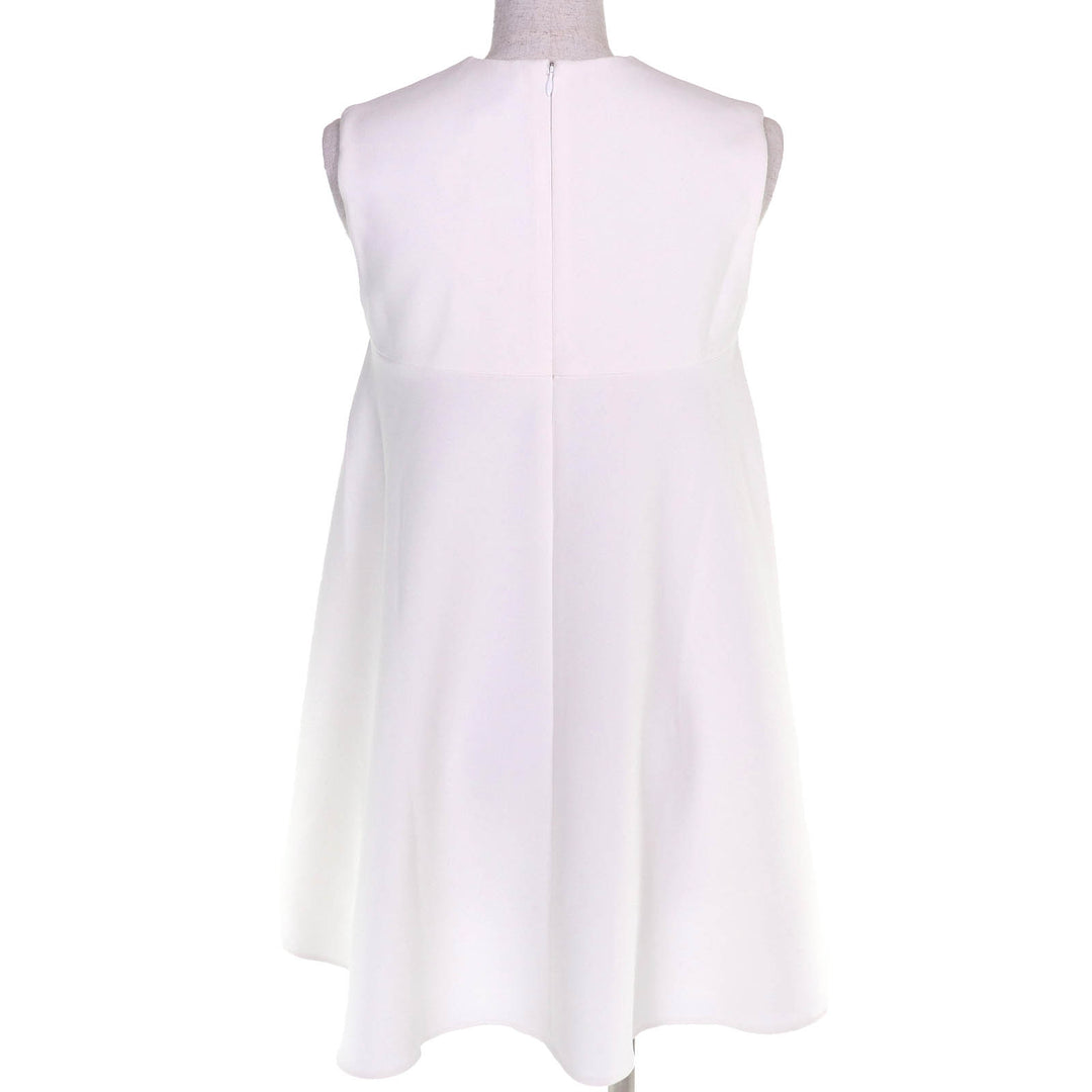 Pristine YOKO CHAN Faux pearl sleeveless tunic T-shirt top white 36 YCB-620-178