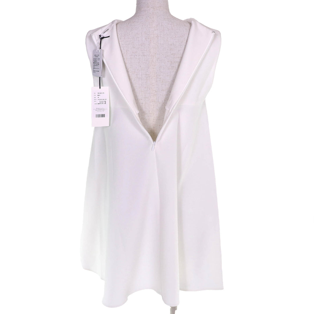 Pristine YOKO CHAN Faux pearl sleeveless tunic T-shirt top white 36 YCB-620-178