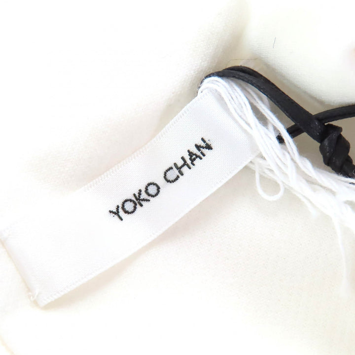 Pristine YOKO CHAN Faux pearl sleeveless tunic T-shirt top white 36 YCB-620-178