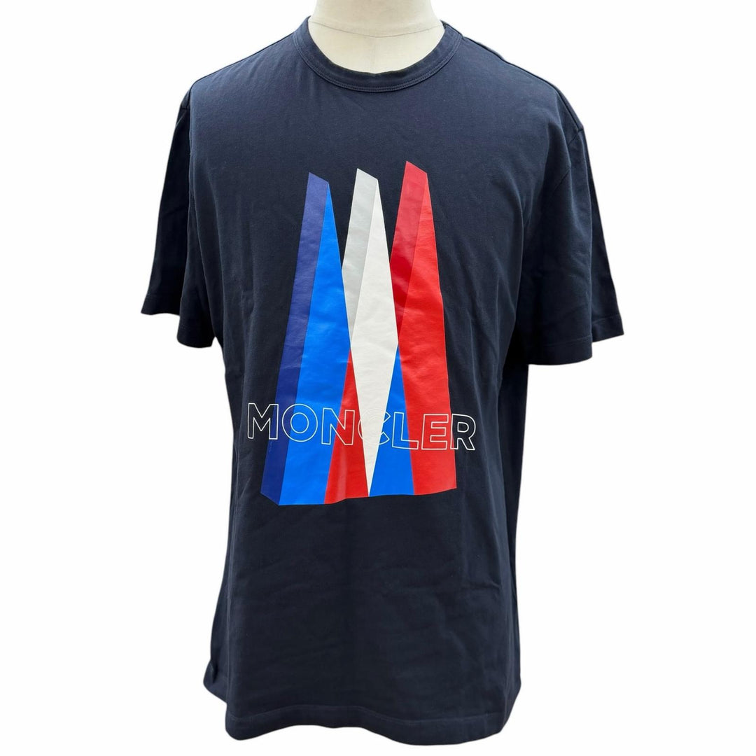 Great MONCLER Short sleeve T-shirt Navy cotton mens L F20918C78410