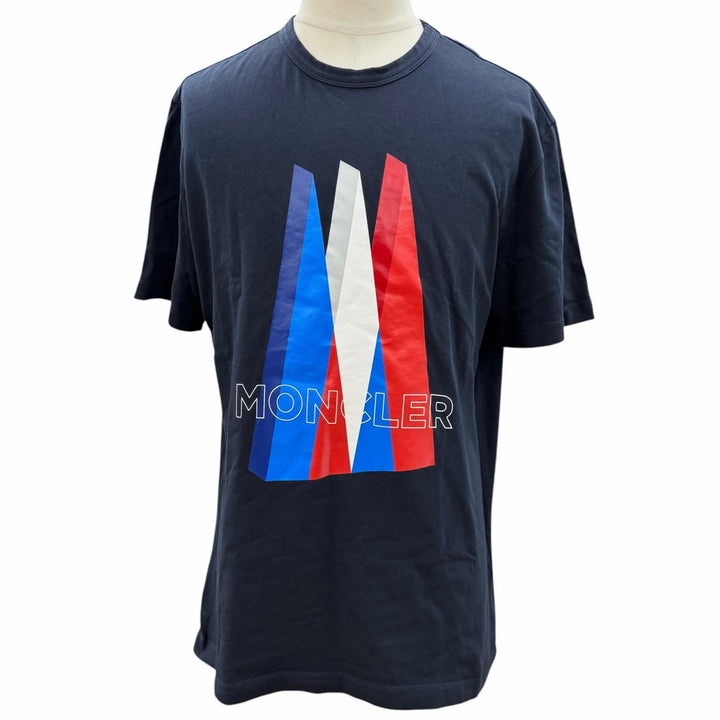Great MONCLER Short sleeve T-shirt Navy cotton mens L F20918C78410