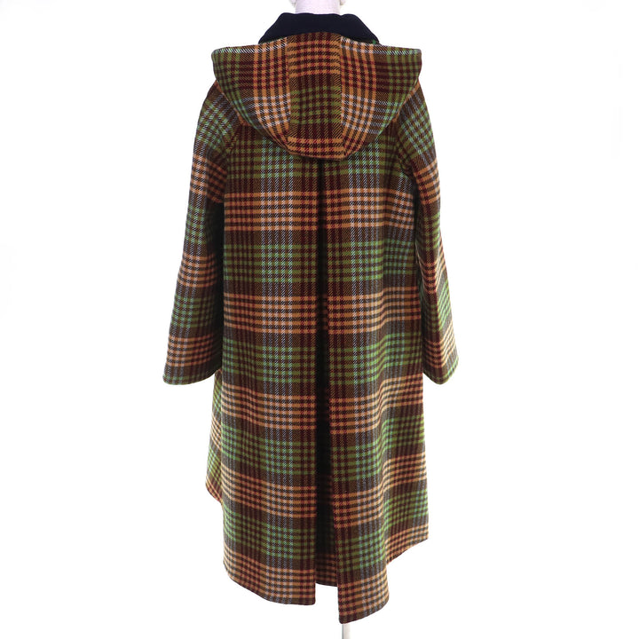 Excellent GUCCI Check Pattern Lining GGPattern Horsebit Long Wool Coat 40 609030