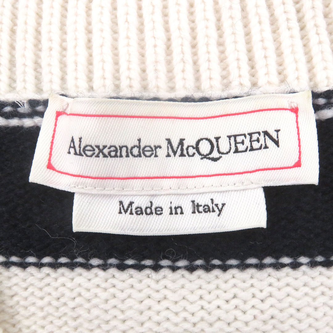 Great Alexander McQueen sweater Striped V-neck long-sleeve knit Ivory wool