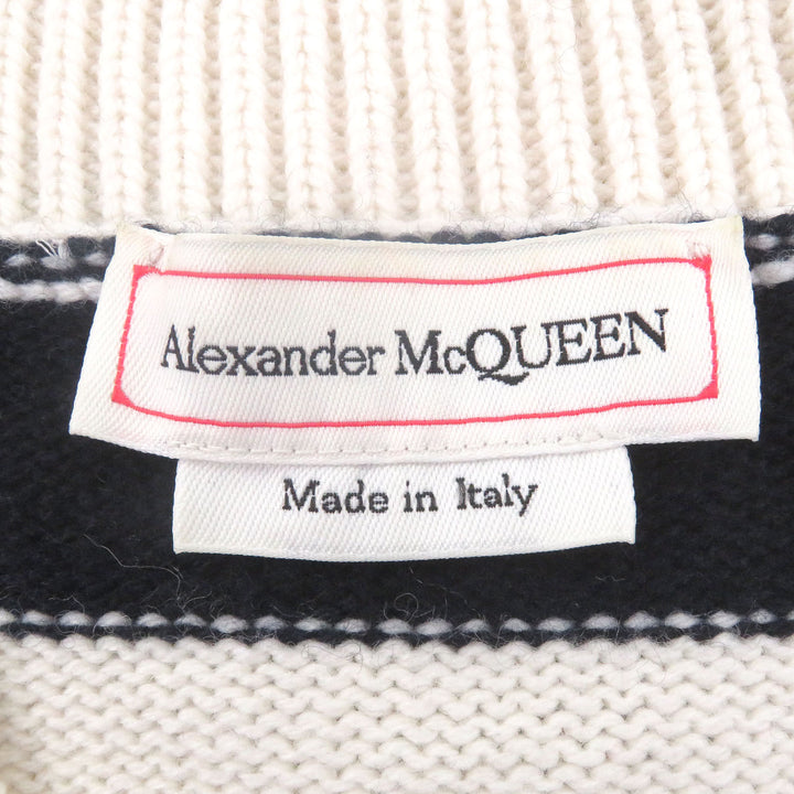 Great Alexander McQueen sweater Striped V-neck long-sleeve knit Ivory wool