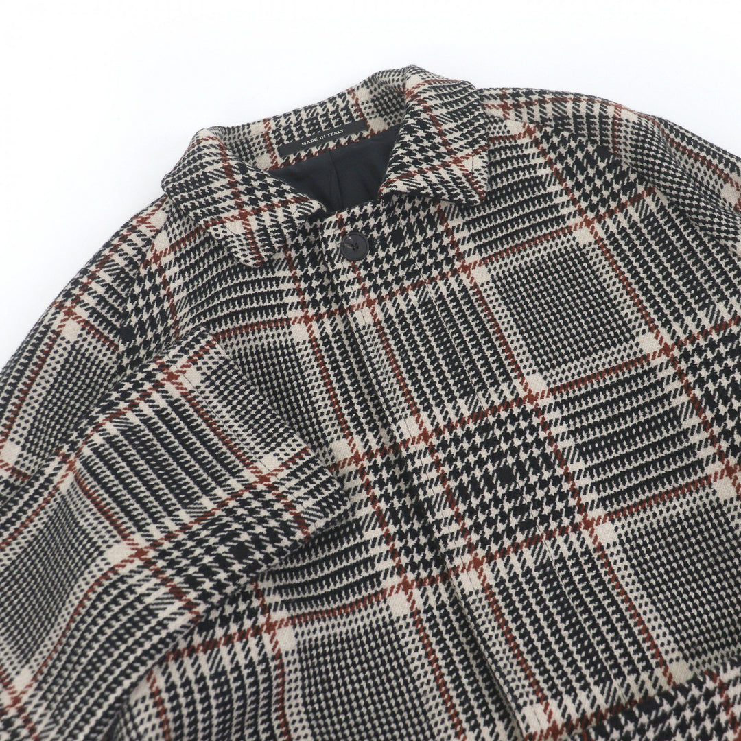 Excellent TAGLIATORE coat Glen Check Pattern with Belt Black series wool mens 46