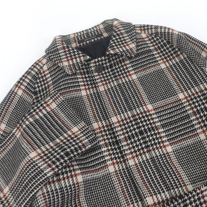 Excellent TAGLIATORE coat Glen Check Pattern with Belt Black series wool mens 46