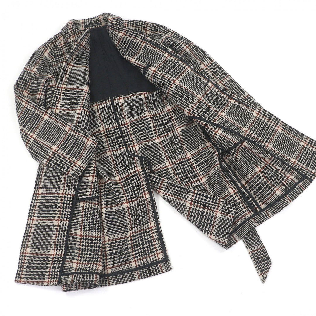 Excellent TAGLIATORE coat Glen Check Pattern with Belt Black series wool mens 46