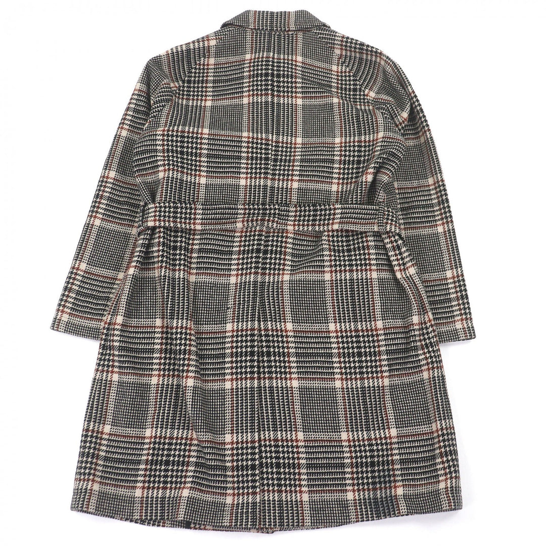 Excellent TAGLIATORE coat Glen Check Pattern with Belt Black series wool mens 46