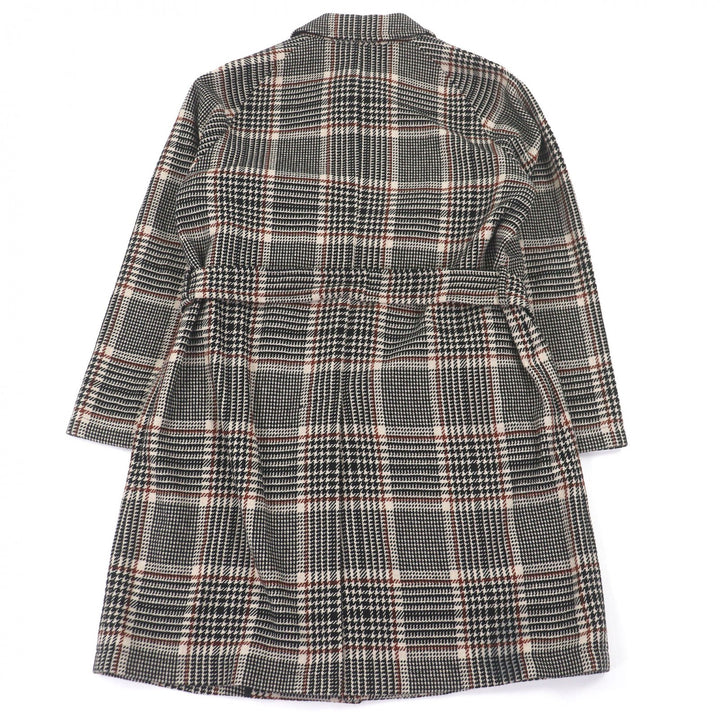Excellent TAGLIATORE coat Glen Check Pattern with Belt Black series wool mens 46