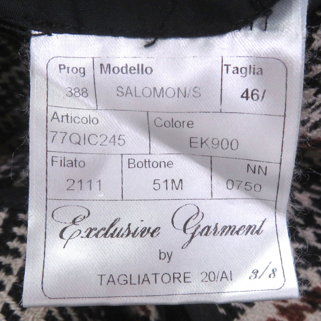 Excellent TAGLIATORE coat Glen Check Pattern with Belt Black series wool mens 46