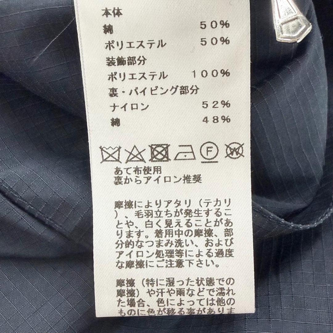 Great HERMES Blouson collarless jacket Navy cotton mens 50