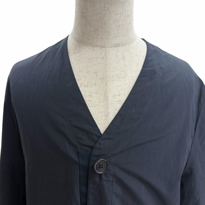 Great HERMES Blouson collarless jacket Navy cotton mens 50