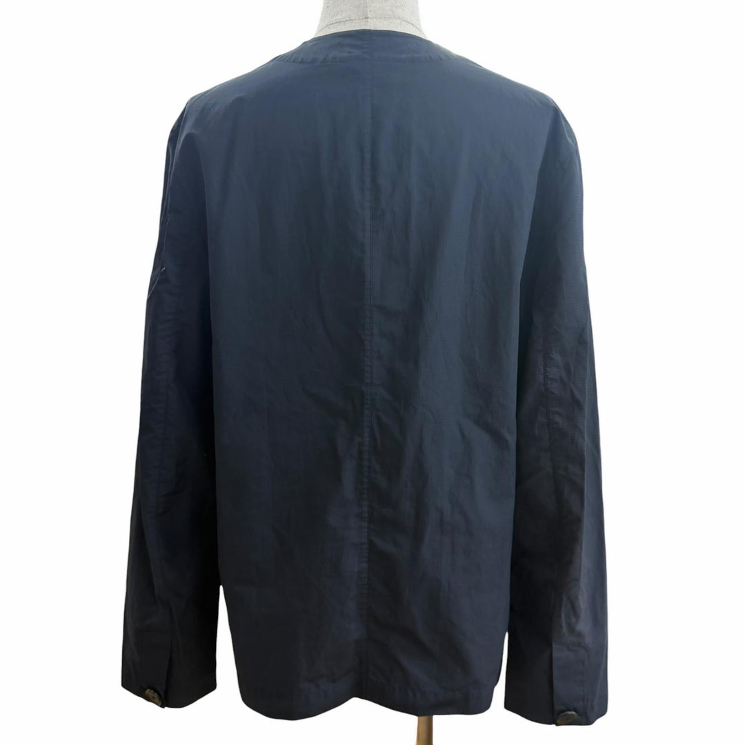 Great HERMES Blouson collarless jacket Navy cotton mens 50