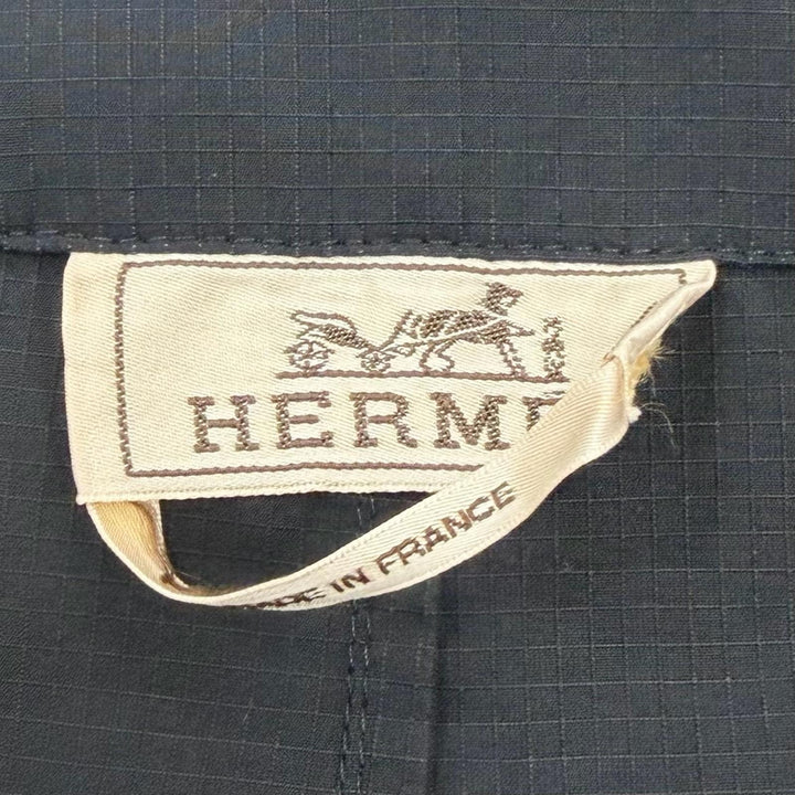 Great HERMES Blouson collarless jacket Navy cotton mens 50