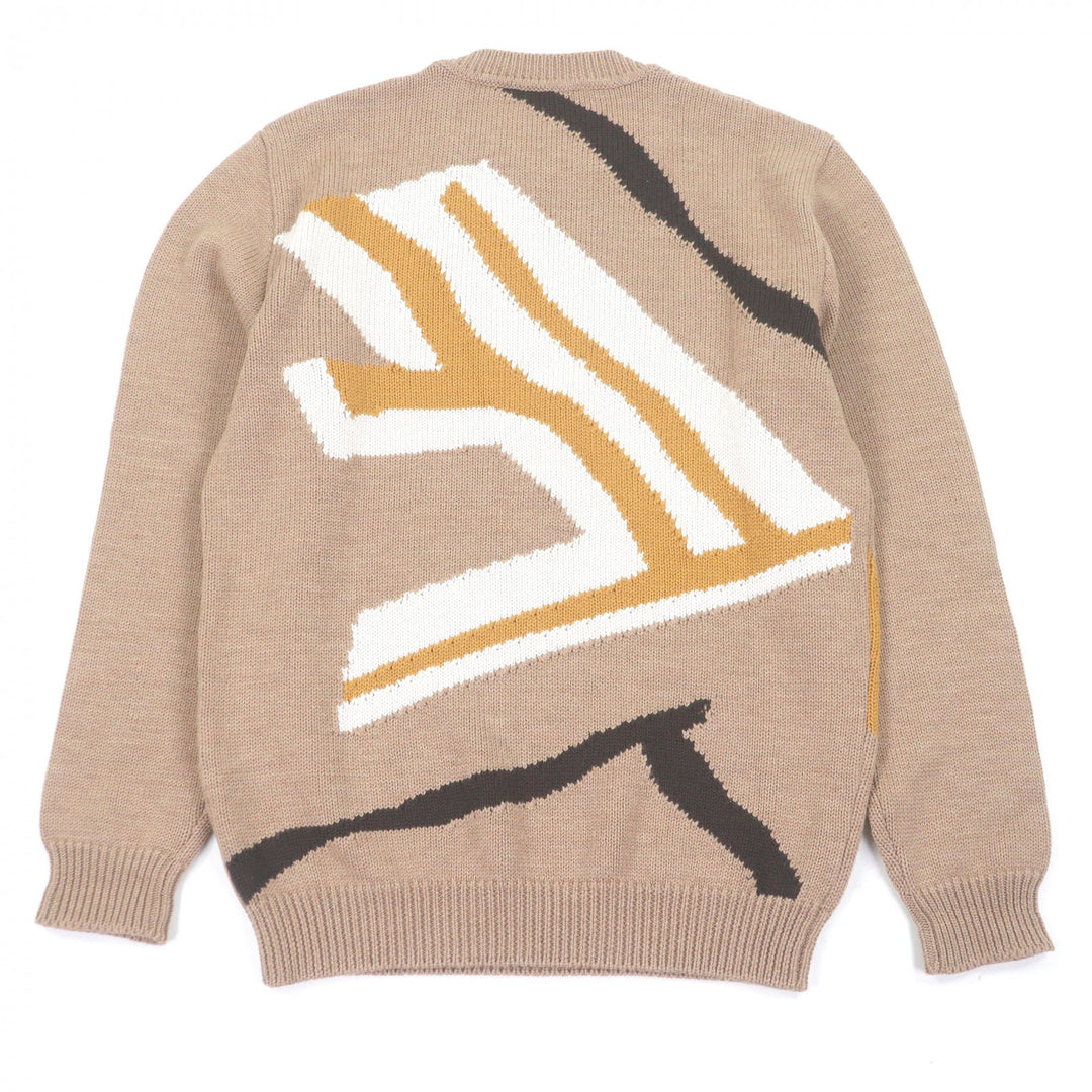 Excellent FENDI sweater long sleeve knit beige hair mens 48 FZX014
