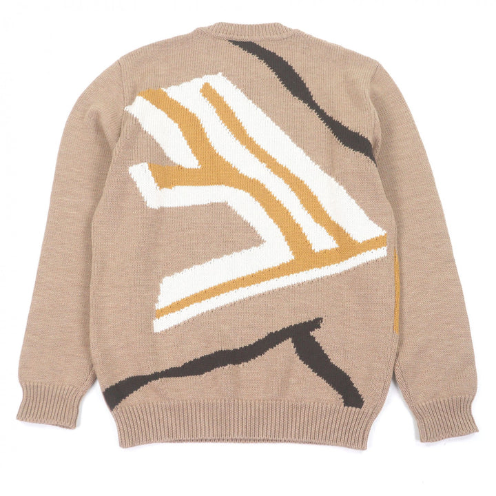 Excellent FENDI sweater long sleeve knit beige hair mens 48 FZX014