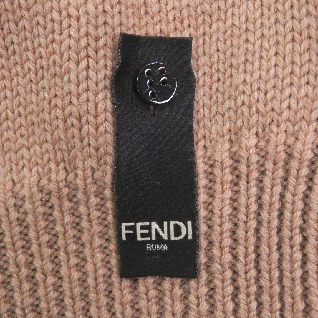 Excellent FENDI sweater long sleeve knit beige hair mens 48 FZX014