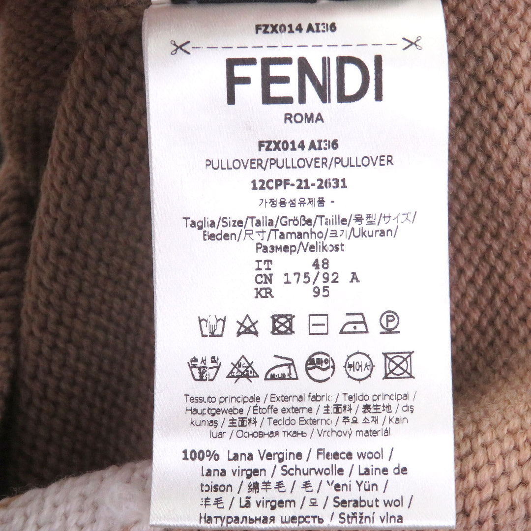 Excellent FENDI sweater long sleeve knit beige hair mens 48 FZX014