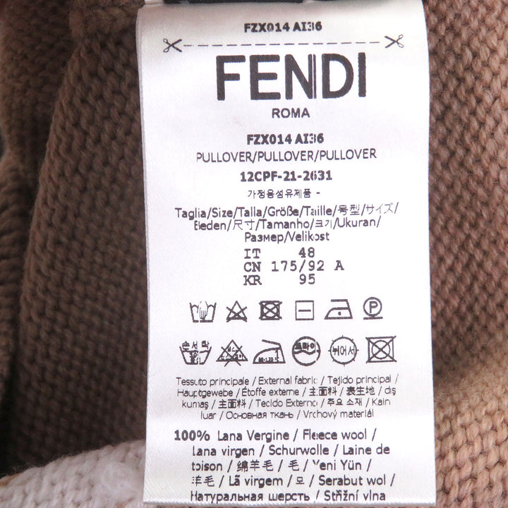 Excellent FENDI sweater long sleeve knit beige hair mens 48 FZX014