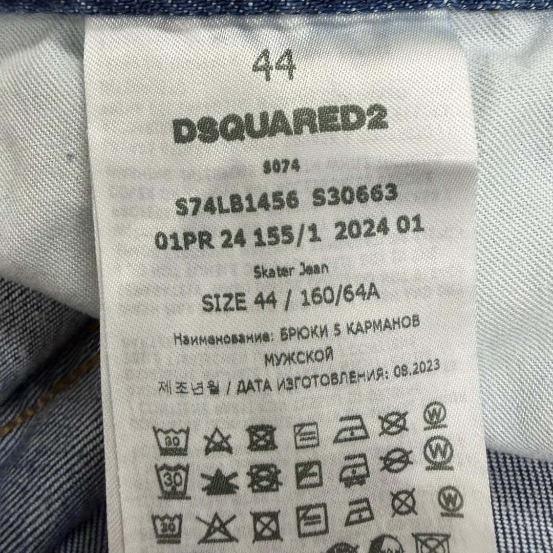 Discounted Great DSQUARED2 Denim pants Skater Jean Damage processing Indigo
