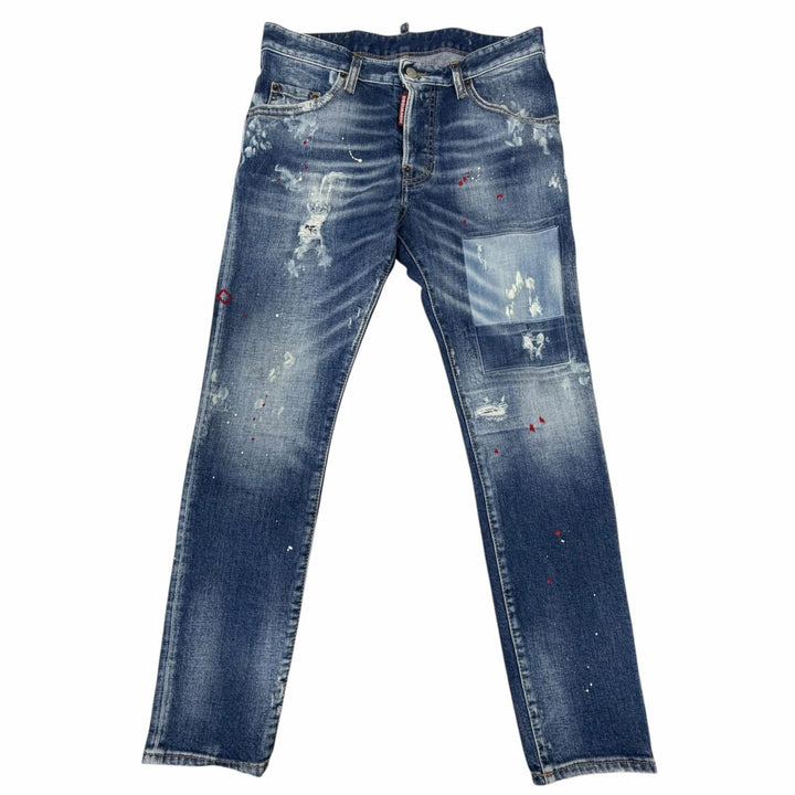 Discounted Great DSQUARED2 Denim pants Skater Jean Damage processing Indigo