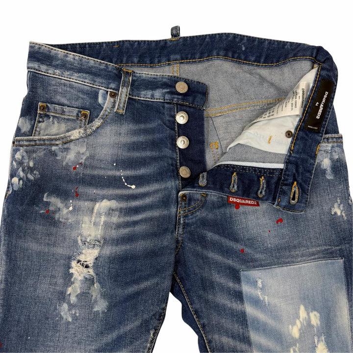 Discounted Great DSQUARED2 Denim pants Skater Jean Damage processing Indigo
