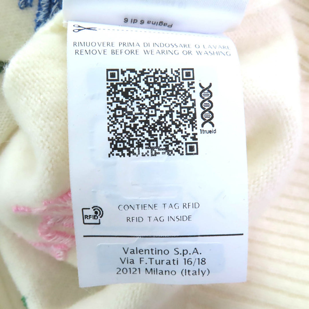 Excellent VALENTINO Logo embroidered longsleeve knit sweater Ivory S RB3KC00STXM