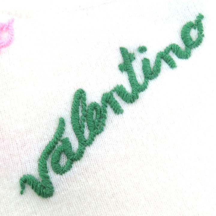 Excellent VALENTINO Logo embroidered longsleeve knit sweater Ivory S RB3KC00STXM