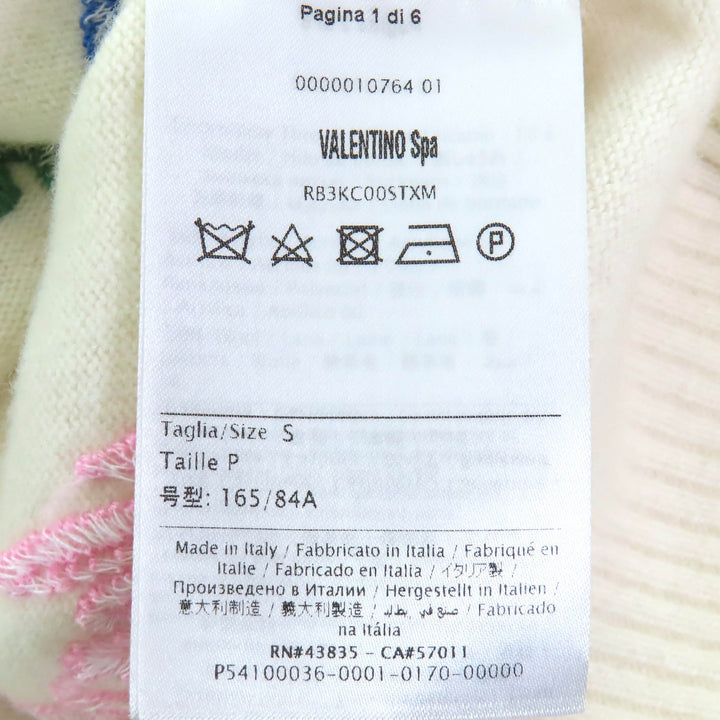 Excellent VALENTINO Logo embroidered longsleeve knit sweater Ivory S RB3KC00STXM
