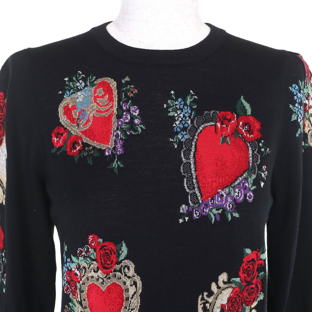 Great DOLCE&GABBANA Heart motif design all-over print 3/4 sleeve knit 40